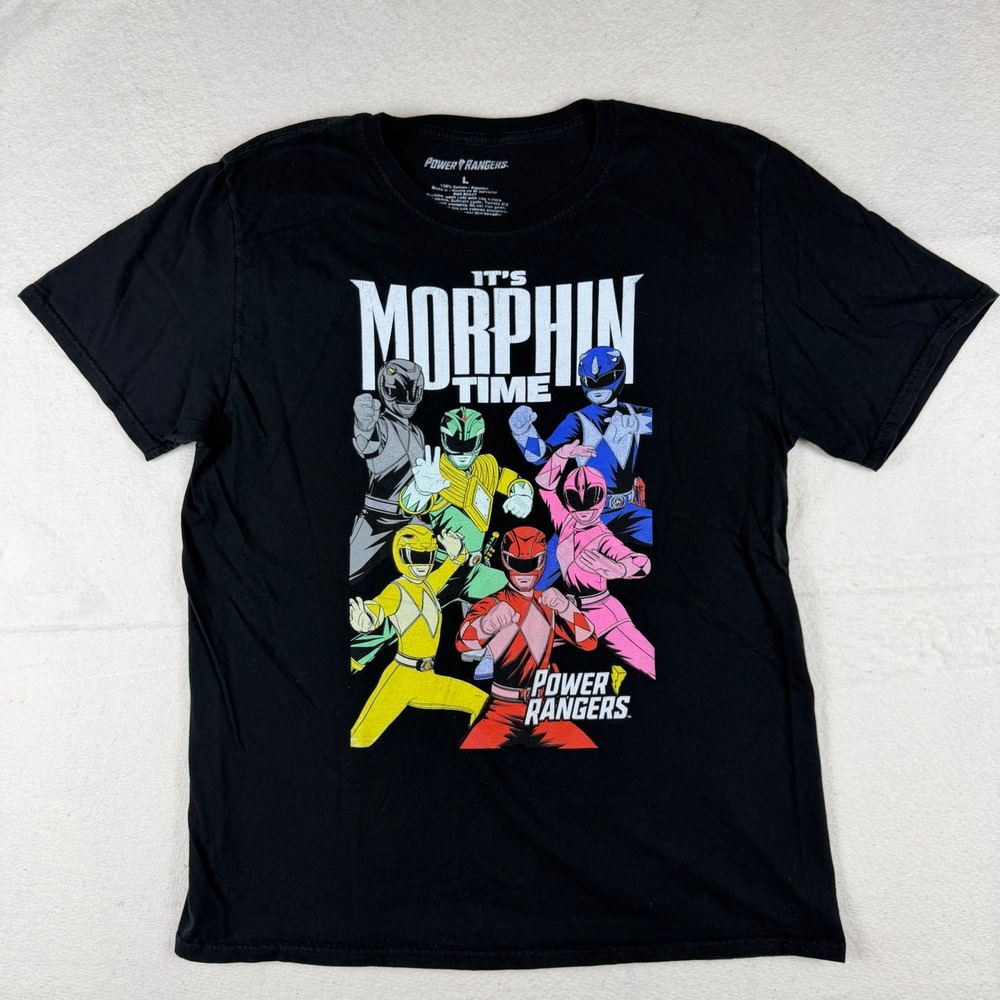 Power Rangers Its Morphin Time Graphic T-Shirt‎ Mens Large Black Cotton MM0920